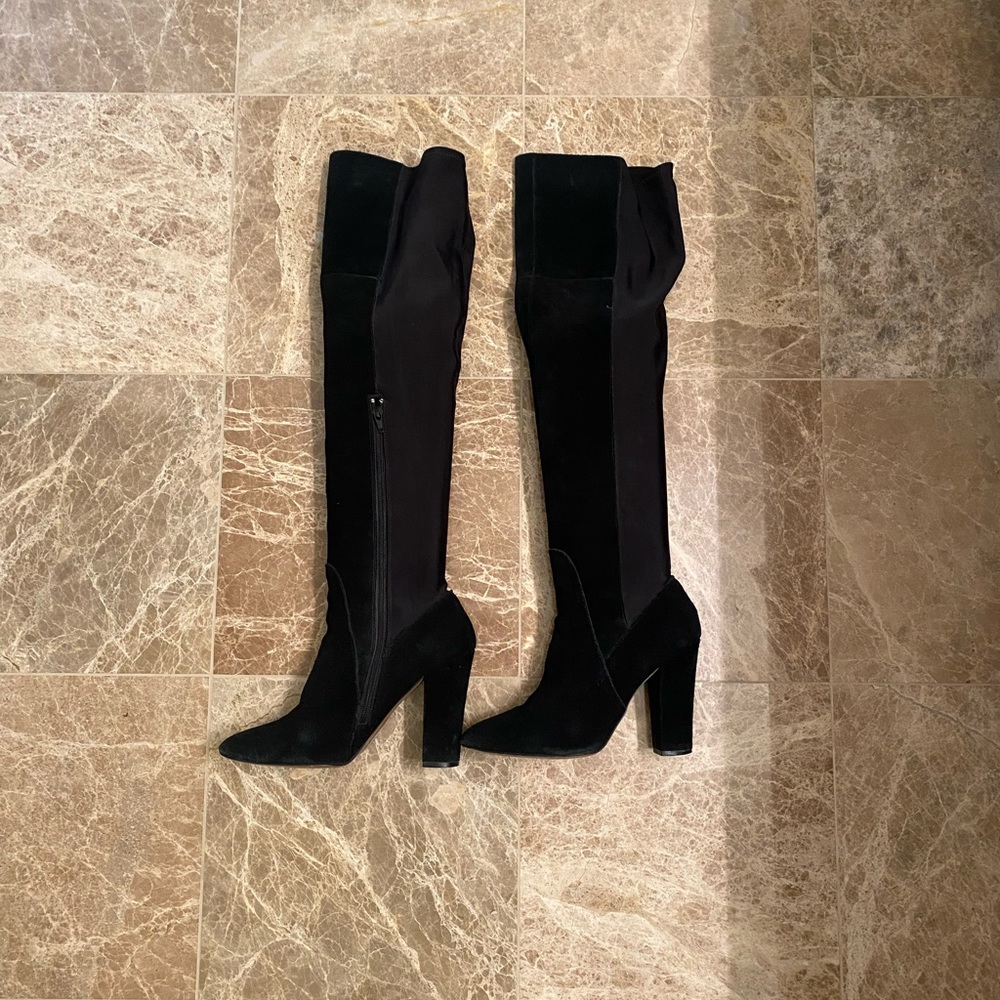 BETSY JOHNSON Black Suede (Above the Knee) Boot 9